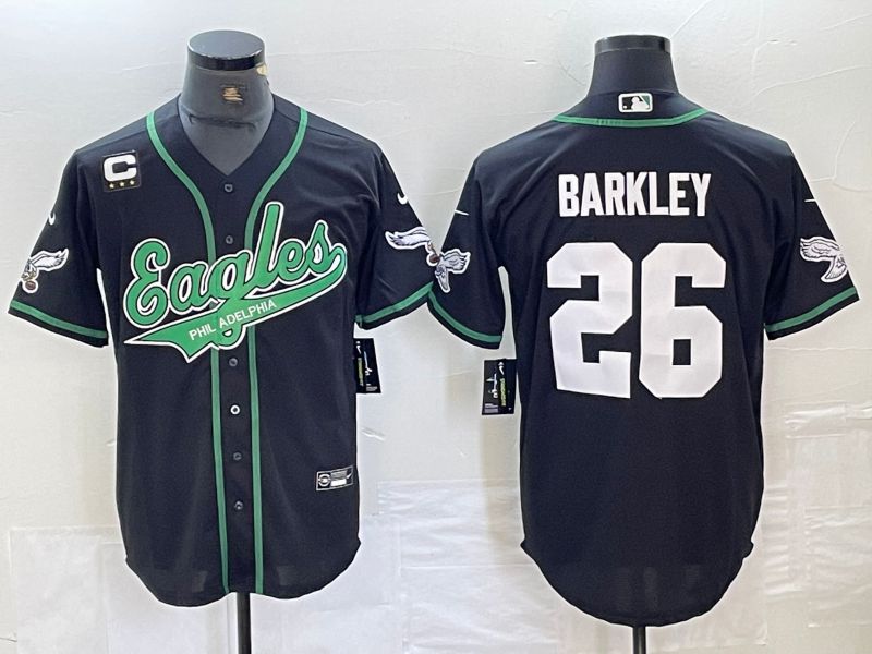 Men Philadelphia Eagles 26 Barkley Black 2024 Nike Co branded NFL Jersey style 10